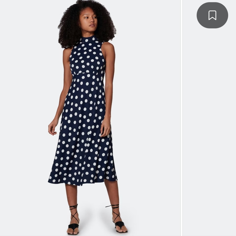 Most of All Coralie Midi Dress, Navy & White Size 2 Blow Out - Picture 3 of 10
